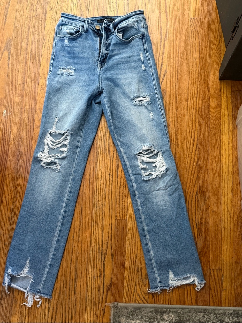 Flying Monkey Women's Distressed Light Blue Skinny Jeans